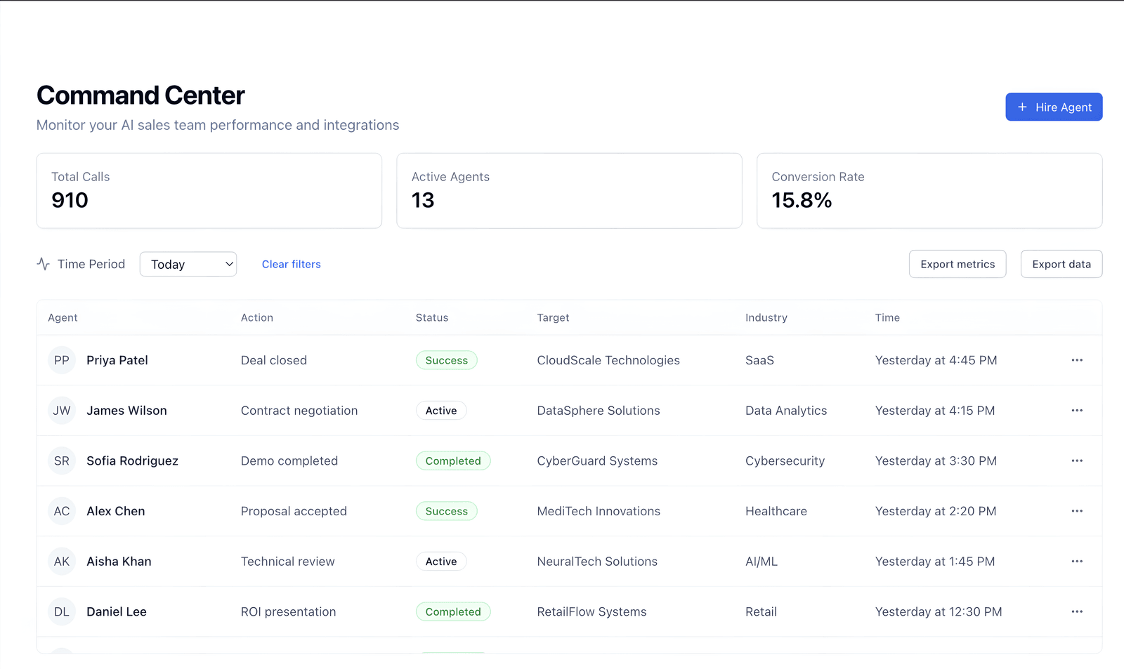 AI Sales Team Interface 1